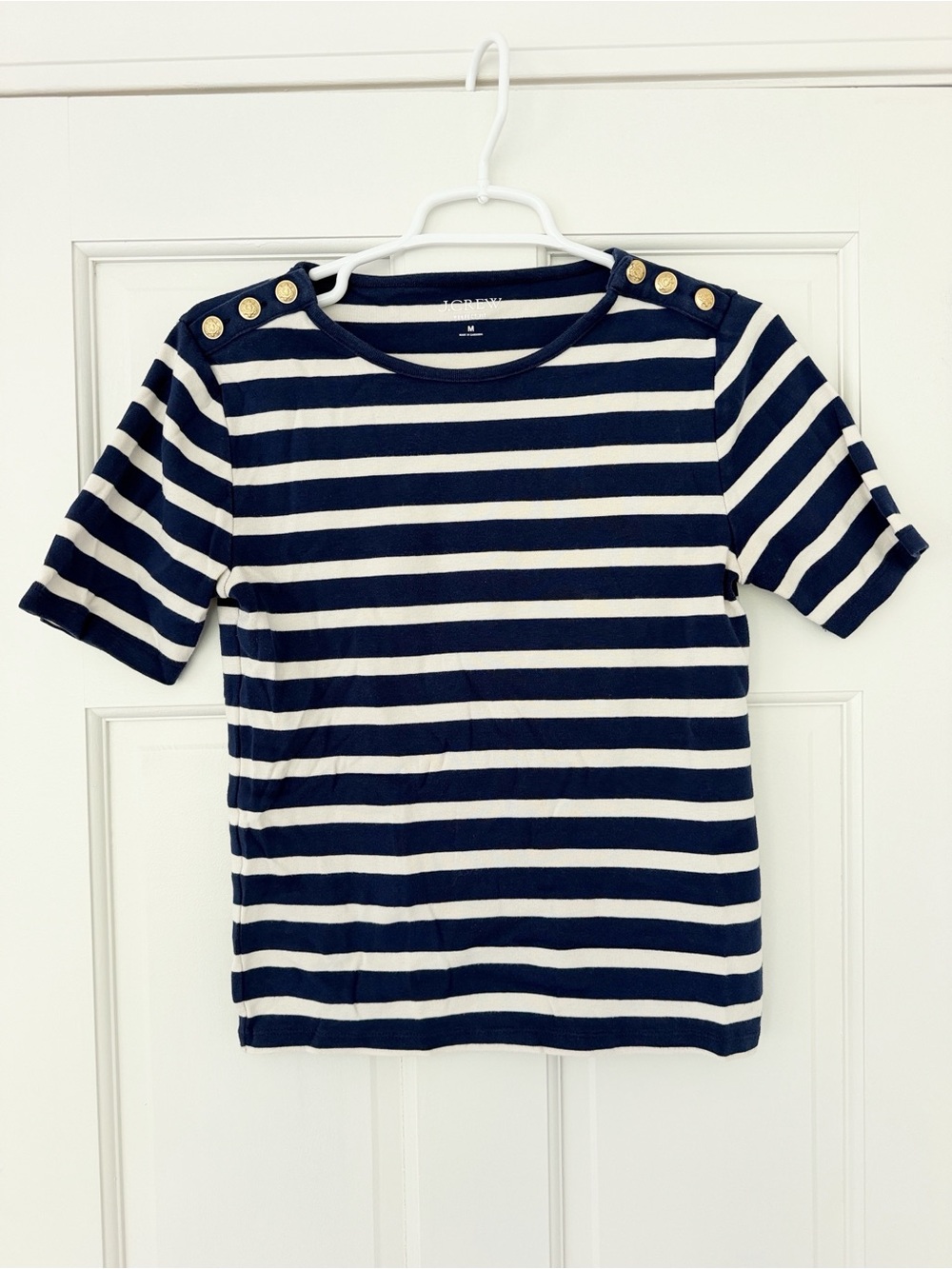 J.CREW Perfect Fit shirt size M blue white t-shirt cotton shortsleeve preppy